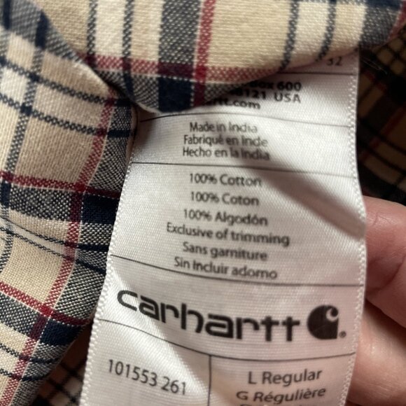Carhartt Relaxed Fit Button Up Shirt Men’s L Plaid Short Sleeve  Cotton Lot Of 2 - Picture 8 of 12